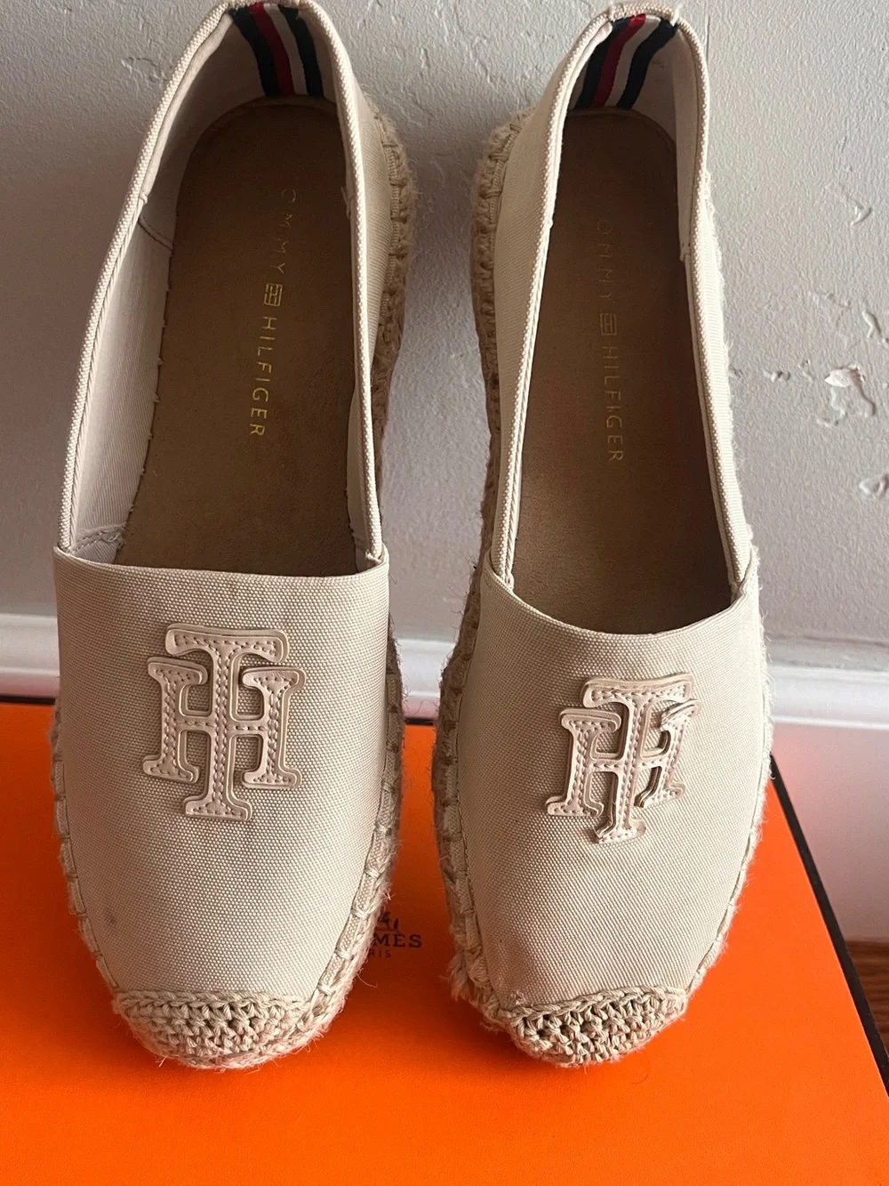 Tommy Hilfiger Cream Canvas Espadrilles with TH Logo